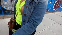 Play Braless Wife Flashes Pierced Nipples and Side Boobs in Public