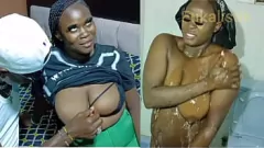 Reproduzir Deusa negra peituda monta um pau enorme em várias posições